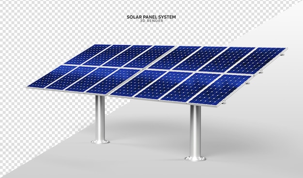 Sistema di pannelli solari Rendering 3D realistico isolato per la composizione