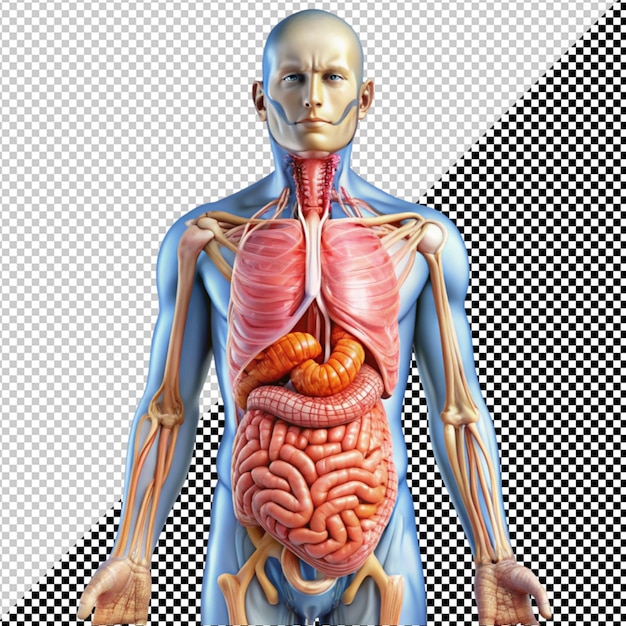 PSD sistema digestivo humano em fundo transparente