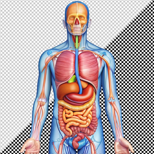 PSD sistema digestivo humano en un fondo transparente