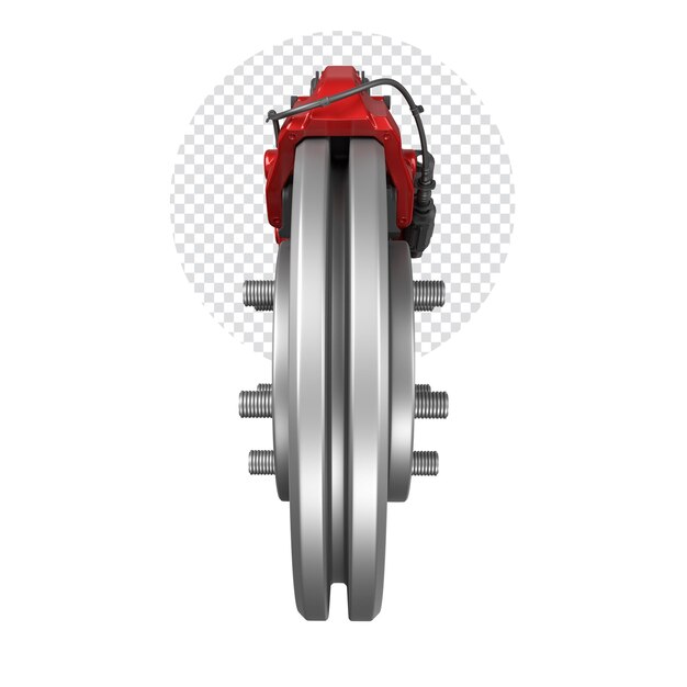 Sistema de frenado Disco de freno del automóvil aislado sobre fondo blancoxSistema de frenado del automóvil con pinza aislada sobre fondo blanco Ilustración 3Dx9A