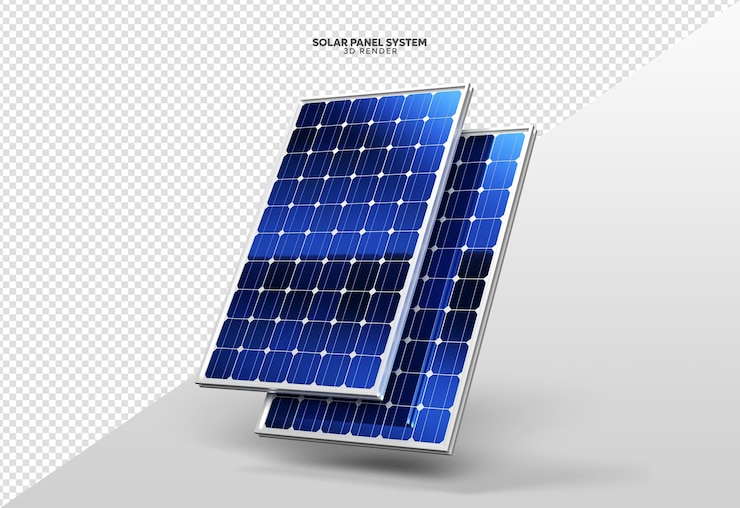 PSD sistema de panel solar renderizado 3d realista aislado para composición