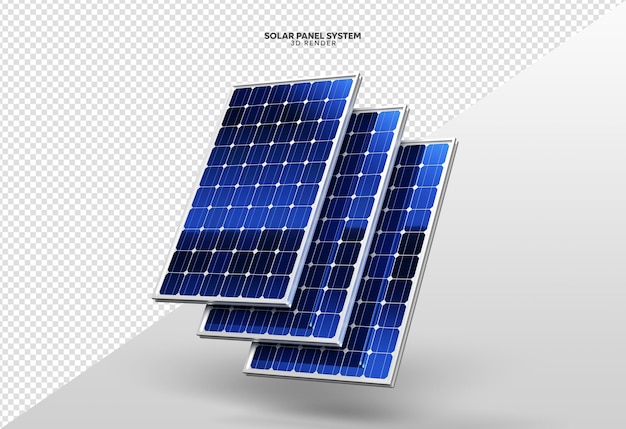 Sistema de panel solar renderizado 3d realista aislado para composición