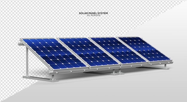 Sistema de panel solar renderizado 3d realista aislado para composición