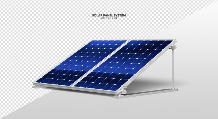 PSD sistema de panel solar renderizado 3d realista aislado para composición
