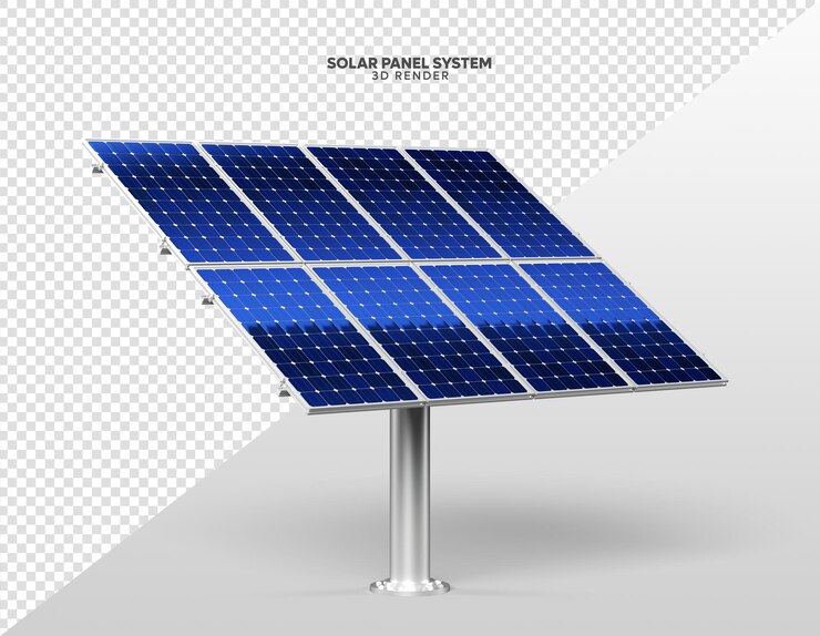 PSD sistema de panel solar renderizado 3d realista aislado para composición