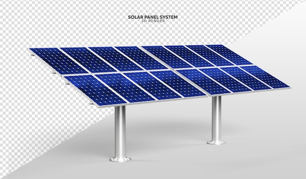 Sistema de panel solar Renderizado 3D realista aislado para composición