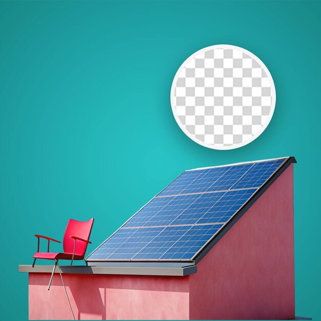 PSD sistema de paneles solares en el techo de la casa renderizado en 3d realista aislado para la composición