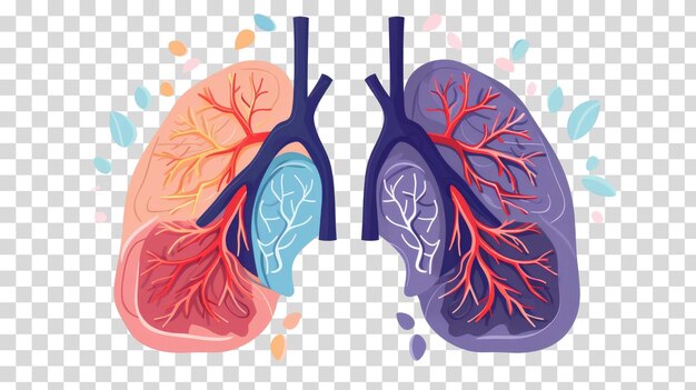 Sistema respiratorio aislado en la ilustración de vector de fondo transparente