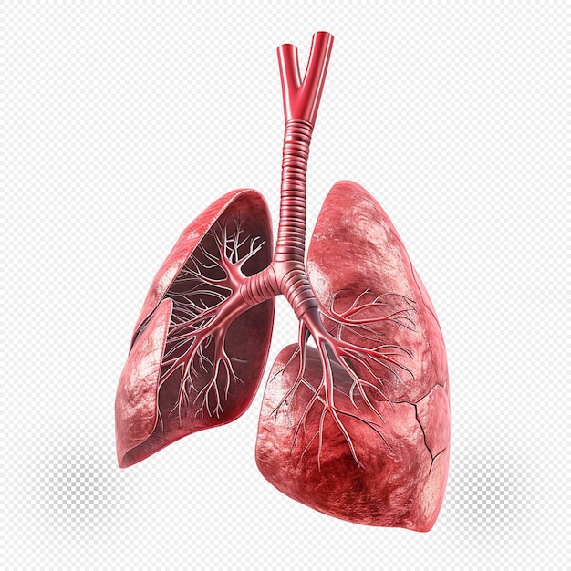 Sistema respiratorio humano en 3d, fondo transparente