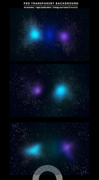 PSD sistema solar con nebulosa de colores en un fondo transparente