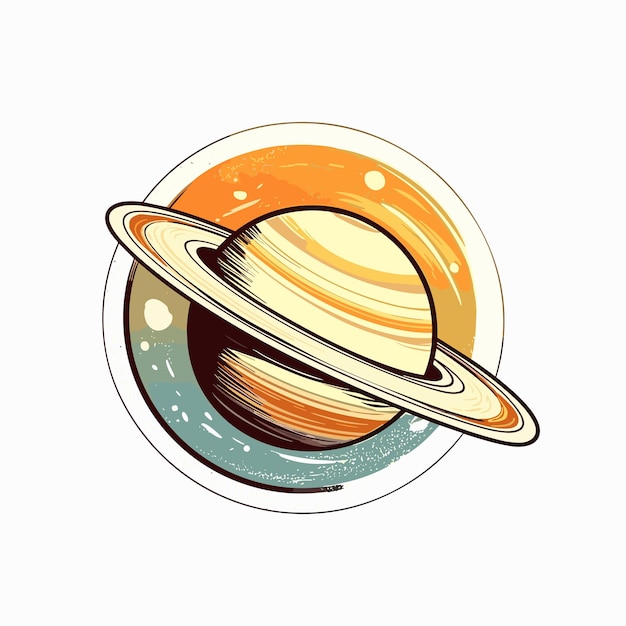 Sistema solar de saturno estilo gráfico de fantasía ilustración acuarela png psd