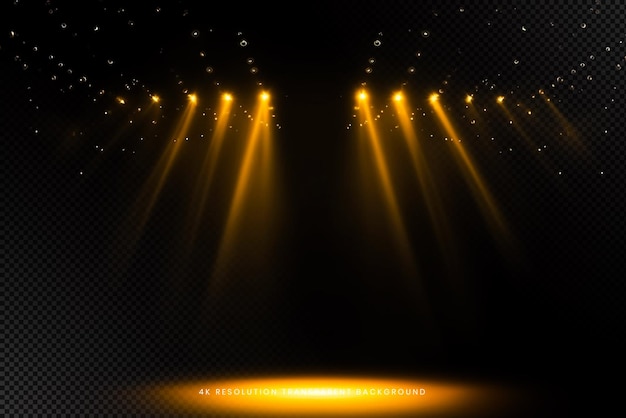 Sistemas de iluminação de palco amarelo em fundo transparente