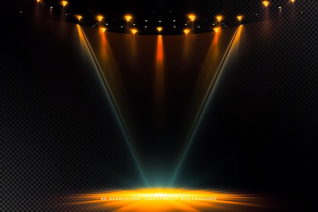Sistemas de iluminação de palco amarelo em fundo transparente