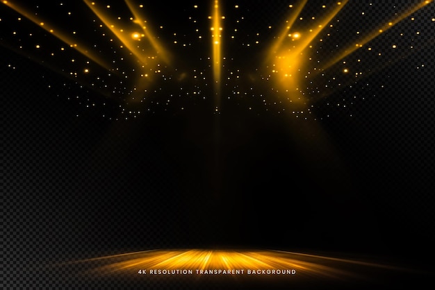 Sistemas de iluminação de palco amarelo em fundo transparente