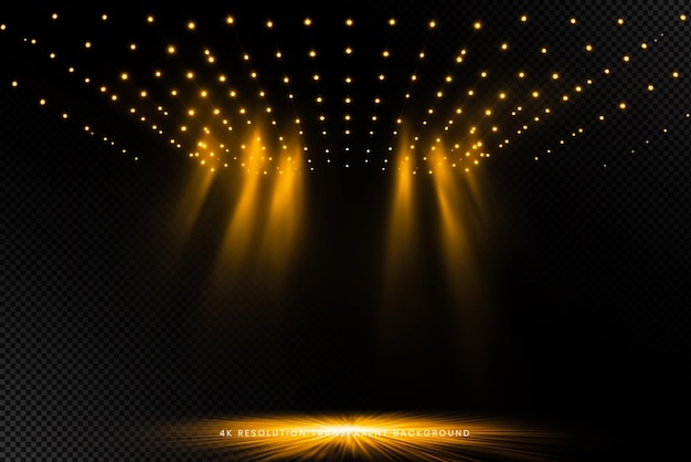 Sistemas de iluminação de palco amarelo em fundo transparente