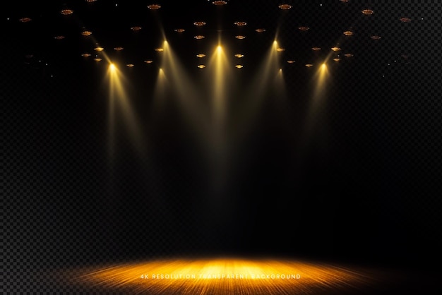 Sistemas de iluminação de palco amarelo em fundo transparente