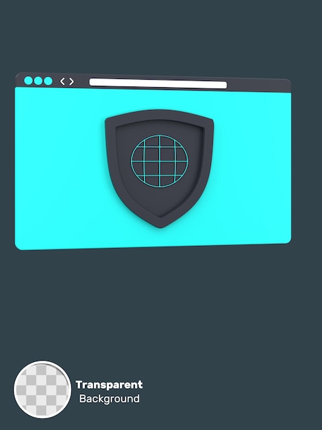 PSD site 3d e defender para fundo transparente de proteção da web