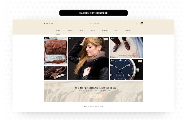 PSD site de roupas e acessórios femininos página inicial, página inicial, cabeçalho, slider, comércio eletrônico