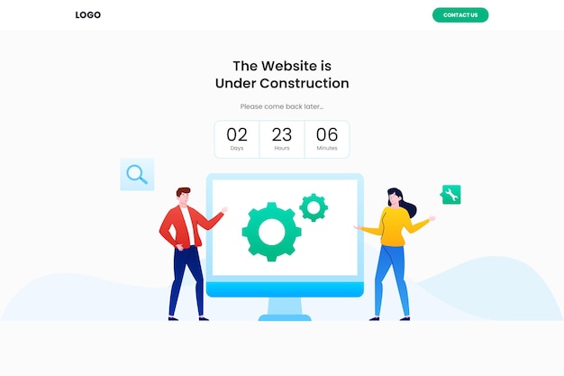 Site em construção com temporizador de contagem regressiva