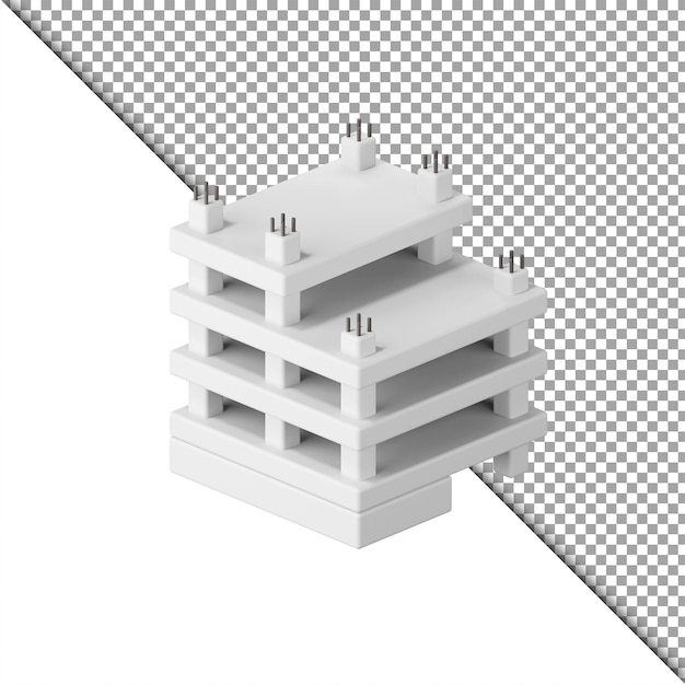 Sitio de construcción 3d edificio psd premium aislado.