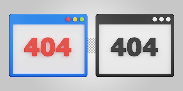 Sitio web 404 error no encontrado diseño gráfico Ilustración 3D