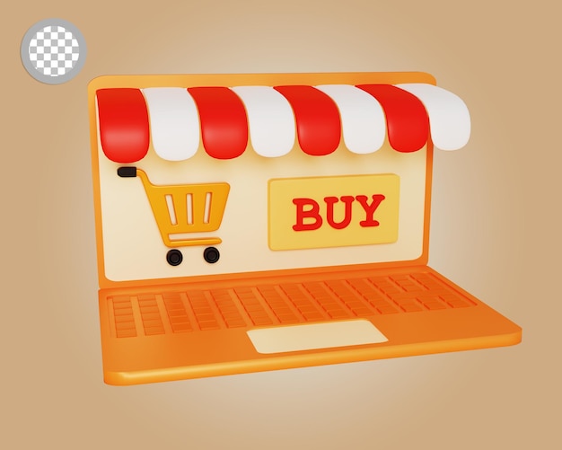 Sitio web de compras Icono 3D Ilustración aislada, 3D Rendering