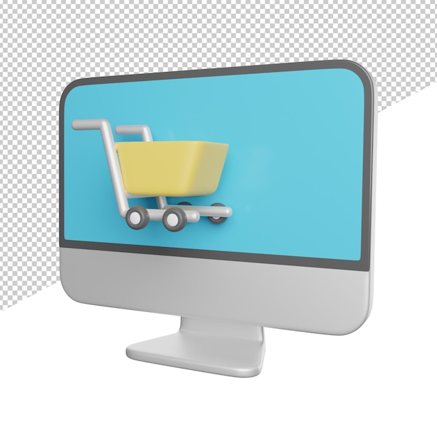 PSD sitio web de compras en línea una pantalla de computadora con un carrito en ella