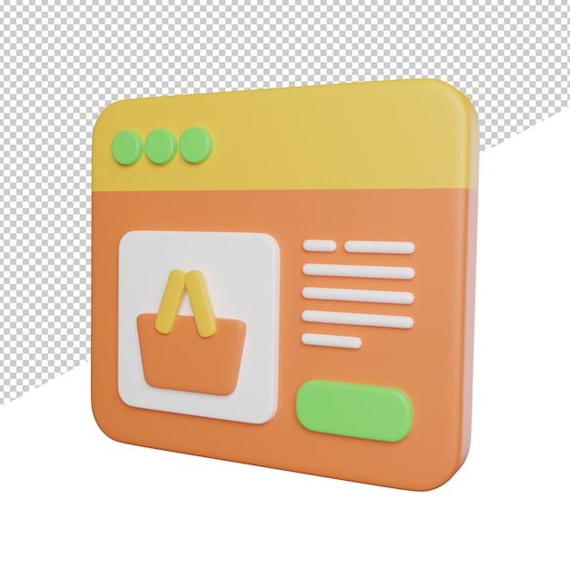 Sitio web de compras Vista lateral del producto Ilustración de icono de renderizado 3d sobre fondo transparente