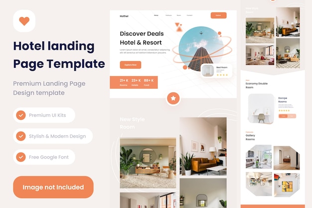 Sitio web de diseño de plantilla de página de destino de hotel moderno