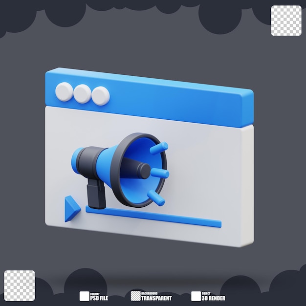 sitio web de ilustración en 3D y marketing digital de megáfono