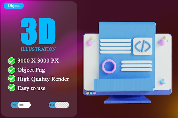 Sitio web de ilustración 3D y metadatos