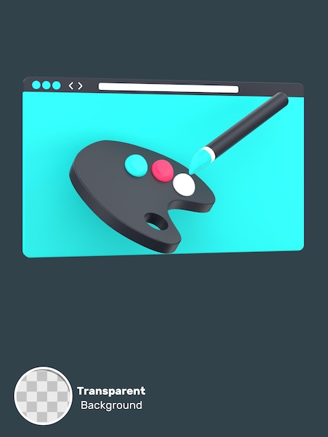 Sito Web 3D e tavolozza dei colori per lo sfondo trasparente del web design