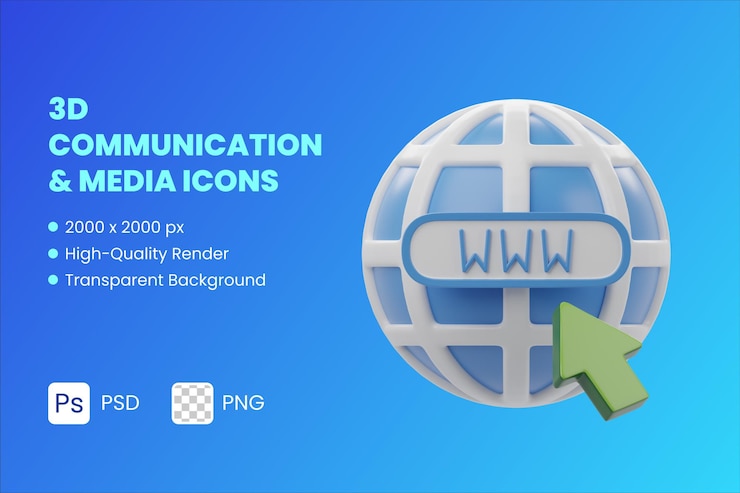 PSD sito web dell'illustrazione dell'icona 3d