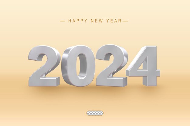 Siver 2024 Año Nuevo Renderización 3D de fondo transparente aislado