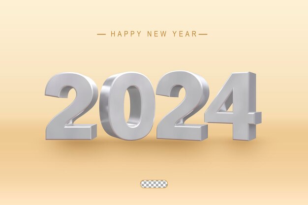 Siver 2024 Año Nuevo Renderización 3D de fondo transparente aislado