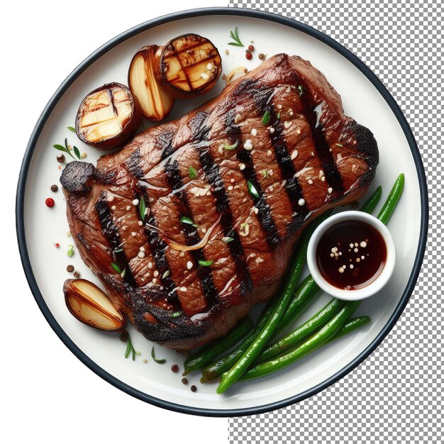 Sizzling ribeye steak mit kräutern png