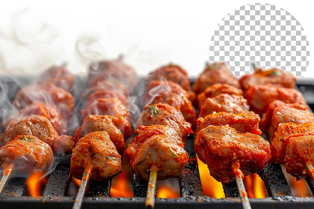 Sizzling shashlik storm shashlik skewers sizzling auf durchsichtigem hintergrund