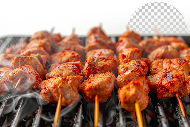 Sizzling shashlik storm shashlik skewers sizzling auf durchsichtigem hintergrund