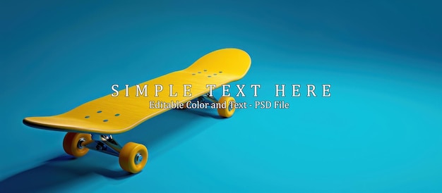 PSD skateboard amarelo voador simples