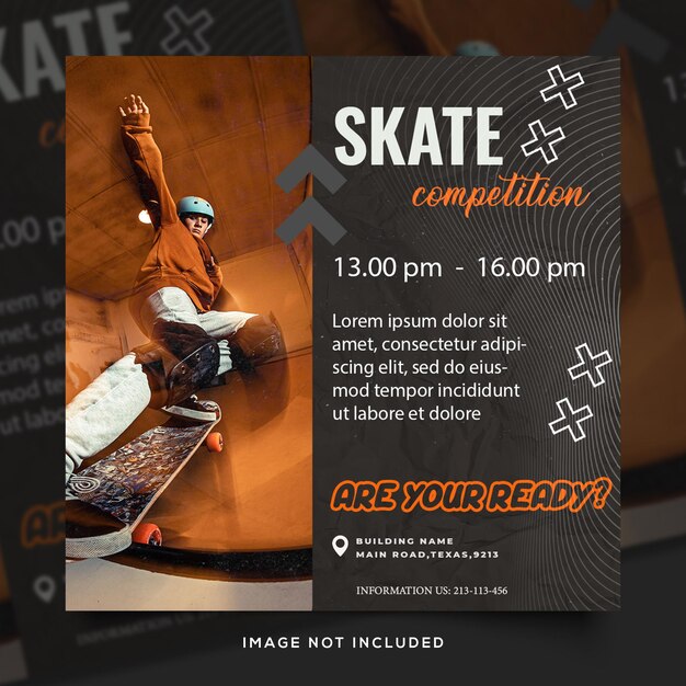 Skateboard Athlet junges Mädchen Flyer Social Media Post Vorlage