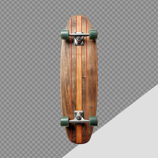 PSD skateboard feito de madeira png isolado em fundo transparente.