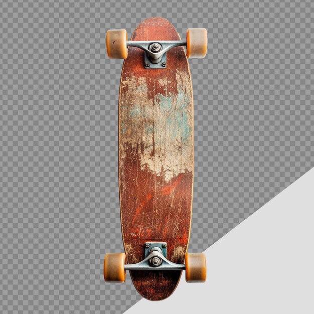 PSD skateboard feito de madeira png isolado em fundo transparente.