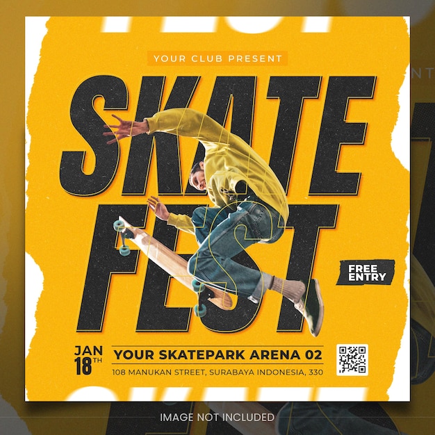 Skateboard-Flyer-Vorlage für soziale Medien