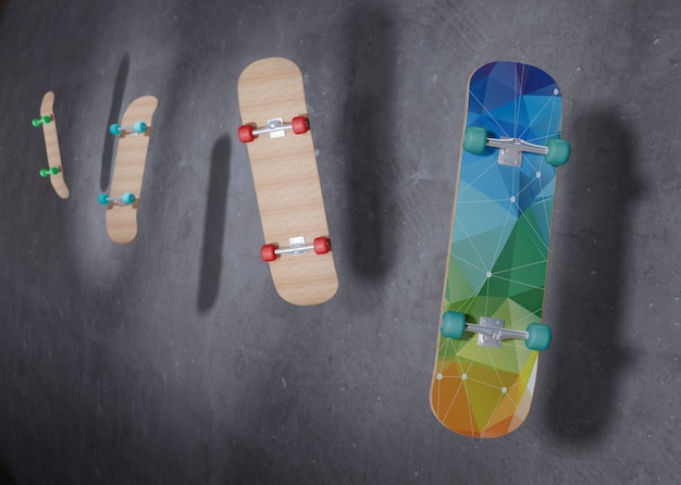 Skateboards schweben in der Luft mit Mock-up