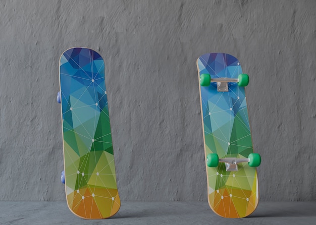 Skates mock-up com design baixo poli