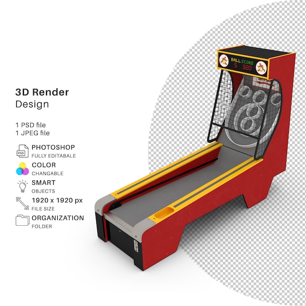 Skee Ball Arcade Game Modelado 3D Archivo PSD Juego de arcade realista 2
