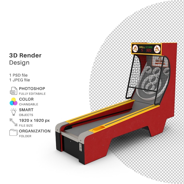 Skee ball arcade game modelado 3d archivo psd juego de arcade realista 2