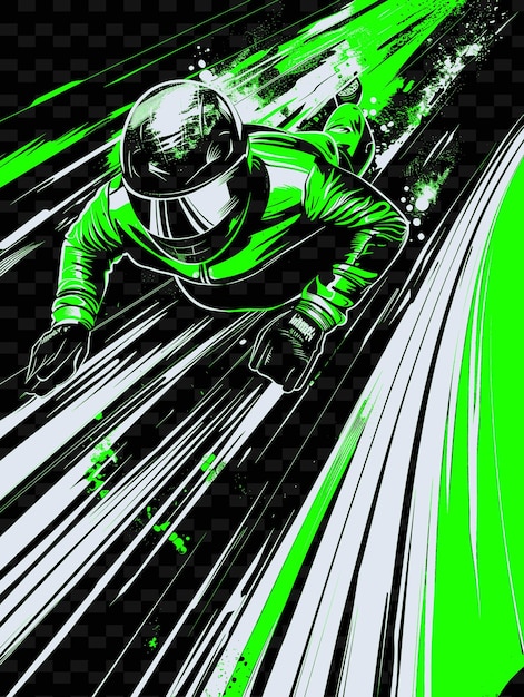 PSD skeleton racer deslizando pela pista com capacete e espinhos ilustração wi flat 2d sport backgroundt