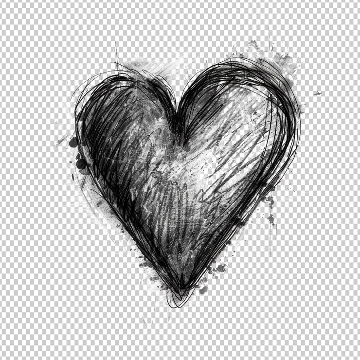PSD sketch del cuore al carbone di png