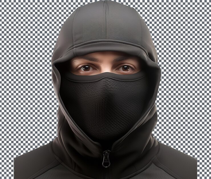 PSD ski face mask isolated on transparent background